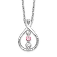 Survivor Collection 10K White Gold Rhodium-plated White and Pink Swarovski Topaz Runzi Necklace with 2 Inch Extender, 16" view 1