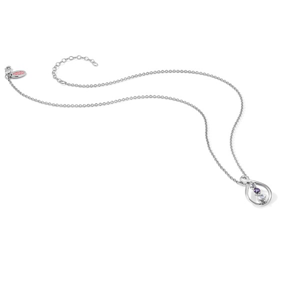 Survivor Collection Sterling Silver Rhodium-plated 16 Inch White and Purple Topaz Runzi Necklace with 2 Inch Extender