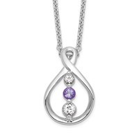 Survivor Collection Sterling Silver Rhodium-plated White and Purple Topaz Runzi Necklace with 2 Inch Extender, 16" view 1