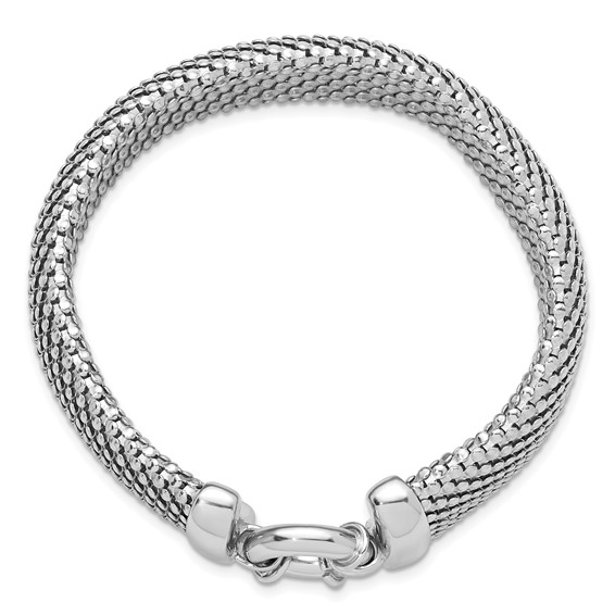 Herco Sterling Silver Rhodium-plated Polished & Mesh Snake Texture Bracelet