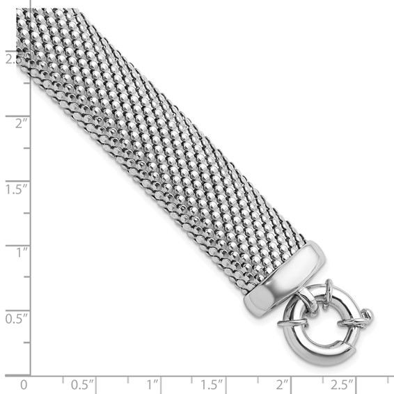 Herco Sterling Silver Rhodium-plated Polished & Mesh Snake Texture Bracelet