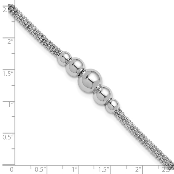 Herco Sterling Silver Rhodium-plated Polished Mesh Graduated Beaded Bracelet