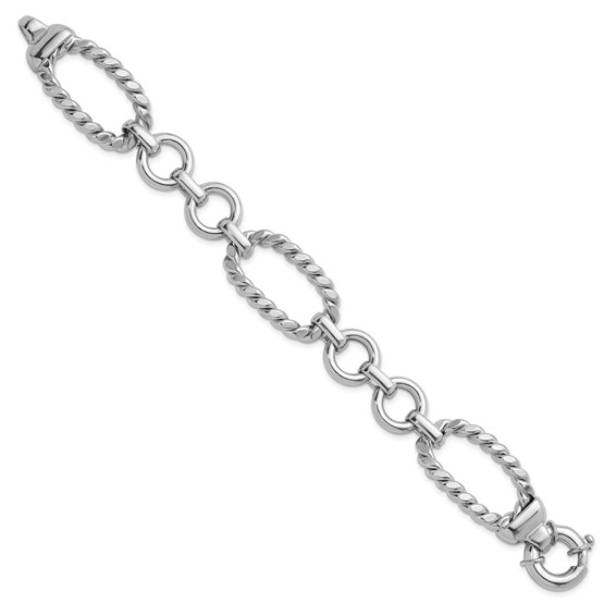 Herco Sterling Silver Rhodium-plated Polished & Twisted Link Bracelet
