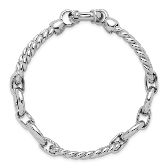 Herco Sterling Silver Rhodium-plated Polished & Twisted Link Bracelet