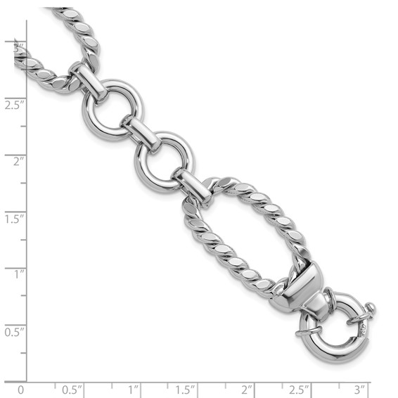 Herco Sterling Silver Rhodium-plated Polished & Twisted Link Bracelet