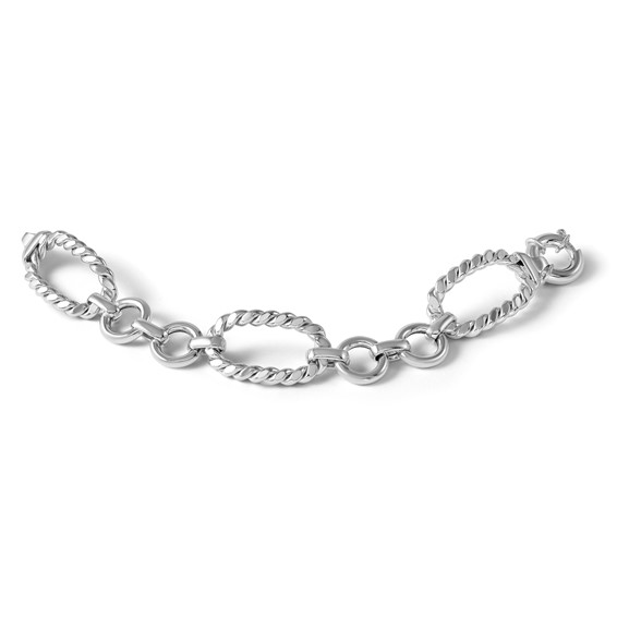 Herco Sterling Silver Rhodium-plated Polished & Twisted Link Bracelet