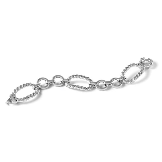 Herco Sterling Silver Rhodium-plated Polished & Twisted Link Bracelet