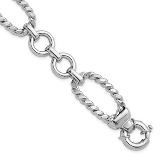Herco Sterling Silver Rhodium-plated Polished & Twisted Link Bracelet