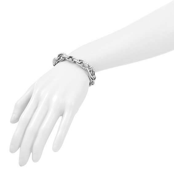 Herco Sterling Silver Rhodium-plated Polished & Textured Fancy Link Bracelet