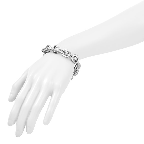Herco Sterling Silver Rhodium-plated Polished & Twisted Oval Link Bracelet