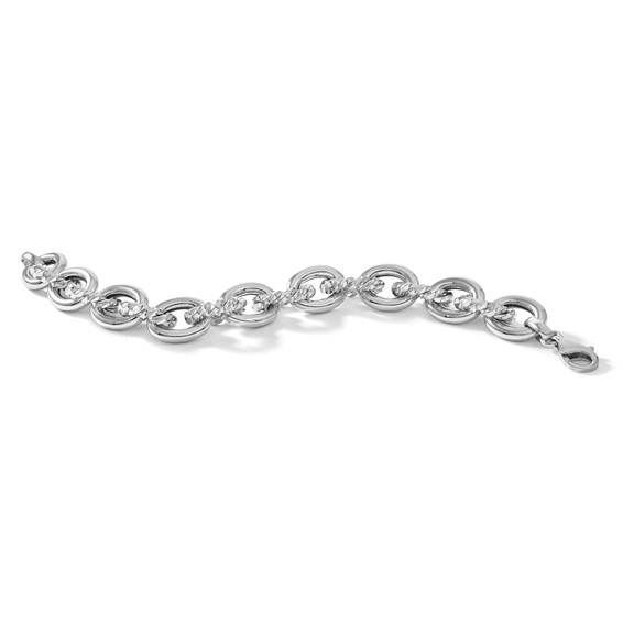 Herco Sterling Silver Rhodium-plated Polished & Twisted Oval Link Bracelet