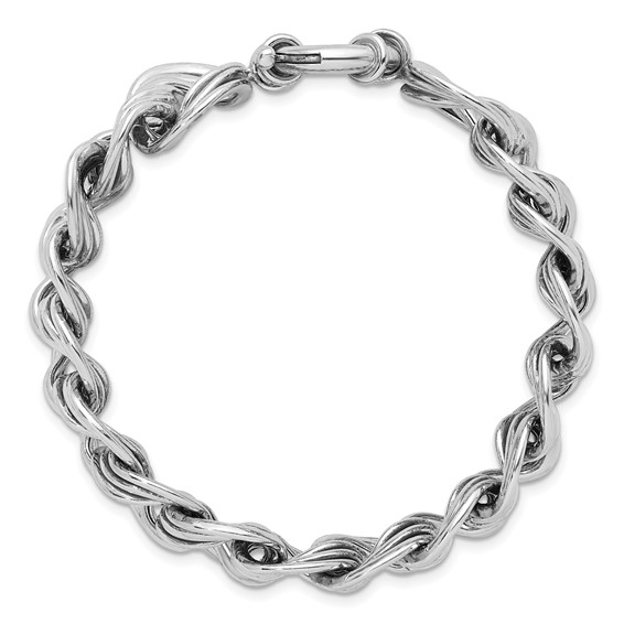 Herco Sterling Silver Rhodium-plated Polished 20mm Triple Circle Link Bracelet
