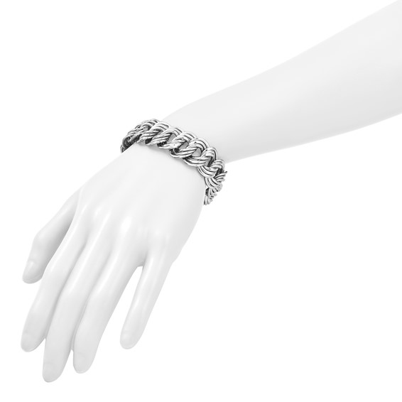 Herco Sterling Silver Rhodium-plated Polished 20mm Triple Circle Link Bracelet