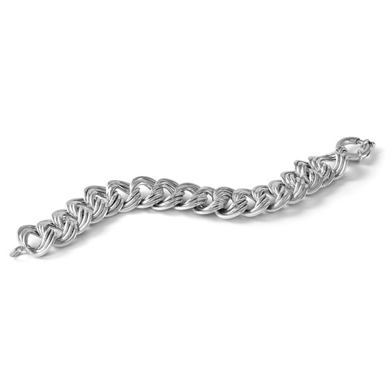 Herco Sterling Silver Rhodium-plated Polished 20mm Triple Circle Link Bracelet