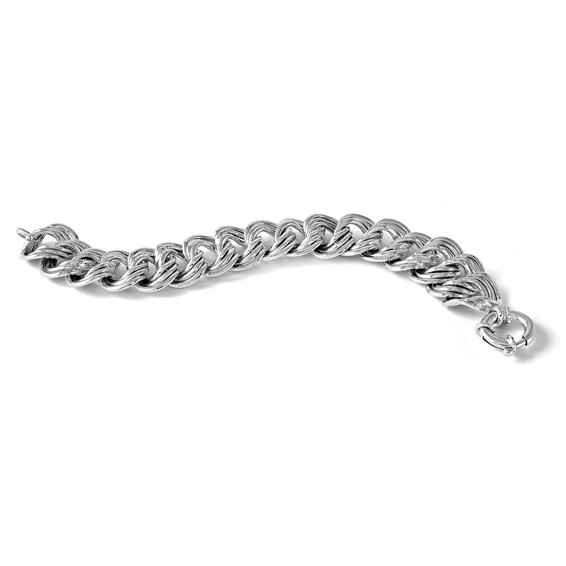 Herco Sterling Silver Rhodium-plated Polished 20mm Triple Circle Link Bracelet