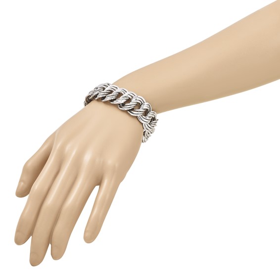 Herco Sterling Silver Rhodium-plated Polished 20mm Triple Circle Link Bracelet