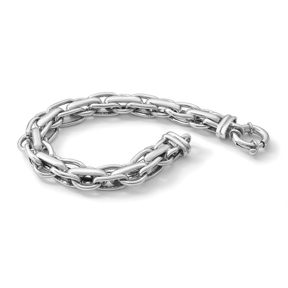 Herco Sterling Silver Rhodium-plated Polished Fancy Link Bracelet