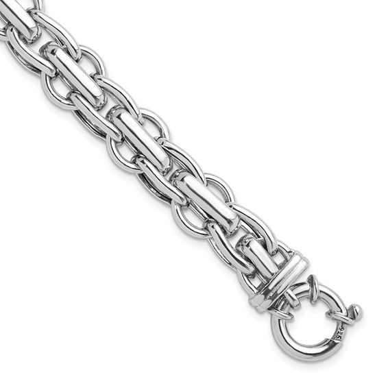Herco Sterling Silver Rhodium-plated Polished Fancy Link Bracelet