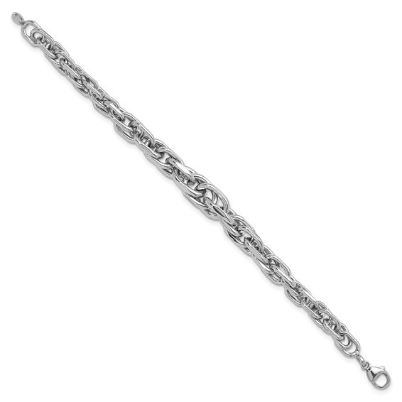 Herco Sterling Silver Rhodium-plated Polished Graduated Link Bracelet