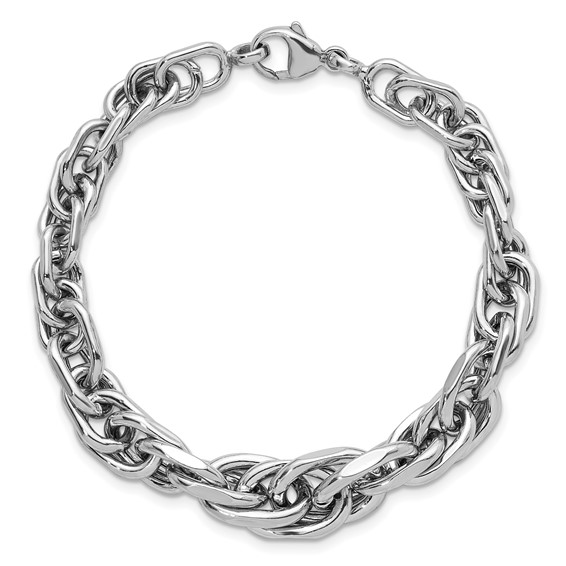 Herco Sterling Silver Rhodium-plated Polished Graduated Link Bracelet