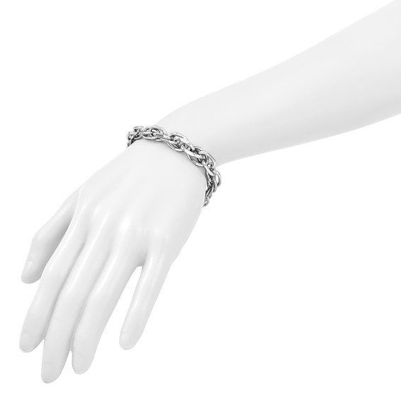 Herco Sterling Silver Rhodium-plated Polished Graduated Link Bracelet