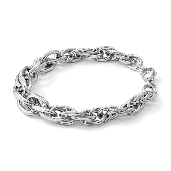Herco Sterling Silver Rhodium-plated Polished Graduated Link Bracelet