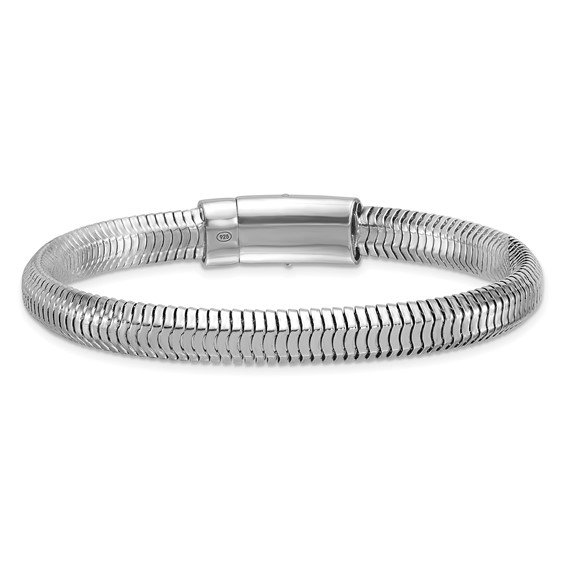 Herco Sterling Silver Rhodium-plated Polished 7.65mm Oval Diamond-cut Snake Bracelet