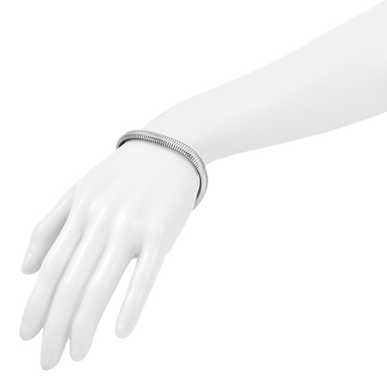 Herco Sterling Silver Rhodium-plated Polished 7.65mm Oval Diamond-cut Snake Bracelet