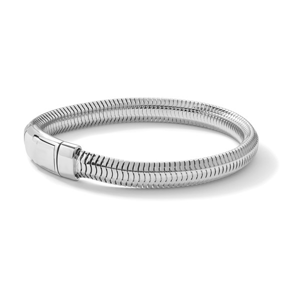 Herco Sterling Silver Rhodium-plated Polished 7.65mm Oval Diamond-cut Snake Bracelet