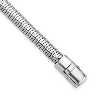 Herco Sterling Silver Rhodium-plated Polished 7.65mm Oval Diamond-cut Snake Bracelet