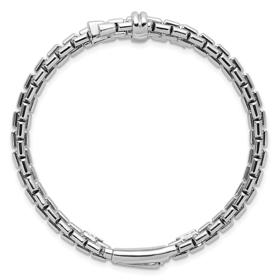Herco Sterling Silver Rhodium-plated Fancy Link Bypass Bangle