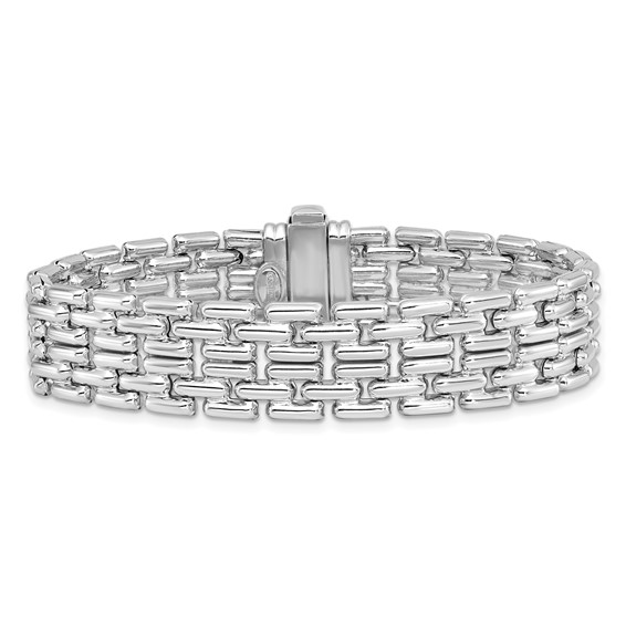 Herco Sterling Silver Rhodium-plated Polished Fancy Link Bracelet