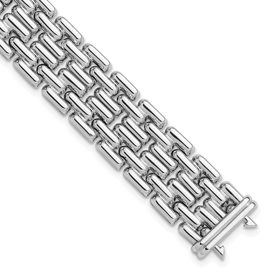 Herco Sterling Silver Rhodium-plated Polished Fancy Link Bracelet