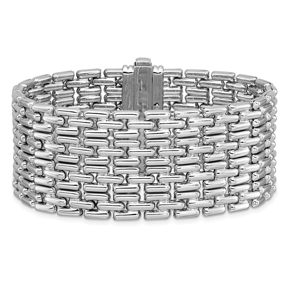 Herco Sterling Silver Rhodium-plated Polished Fancy Link Bracelet