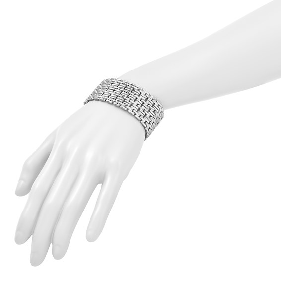 Herco Sterling Silver Rhodium-plated Polished Fancy Link Bracelet