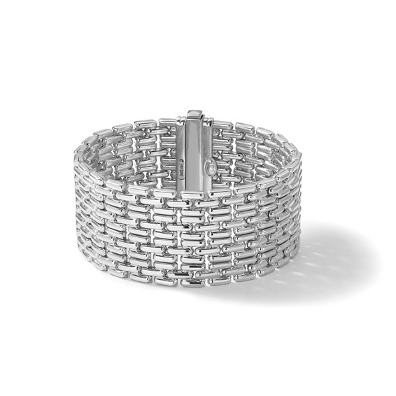 Herco Sterling Silver Rhodium-plated Polished Fancy Link Bracelet