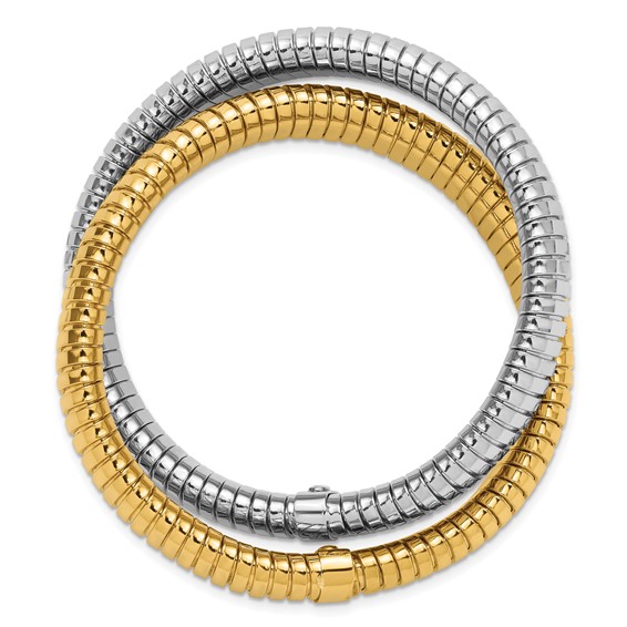 Herco Sterling Silver Rhodium-plated and Gold-tone Polished Intertwined Stretch Bracelet