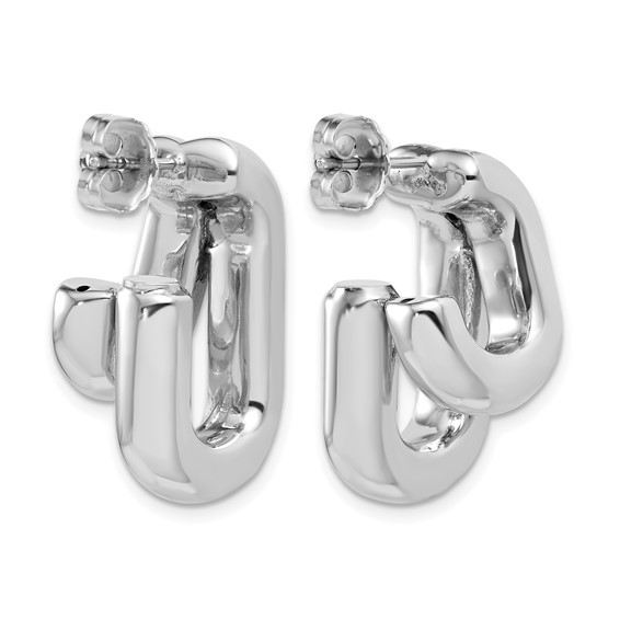 Herco Sterling Silver Rhodium-plated Polished Fancy Post J-Hoop Earrings