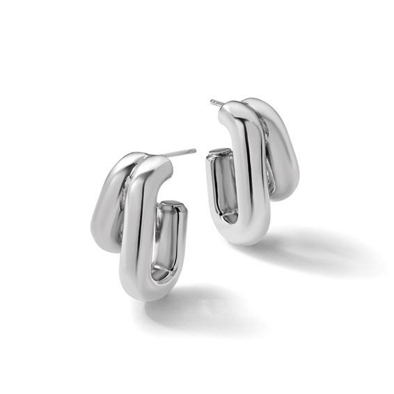 Herco Sterling Silver Rhodium-plated Polished Fancy Post J-Hoop Earrings