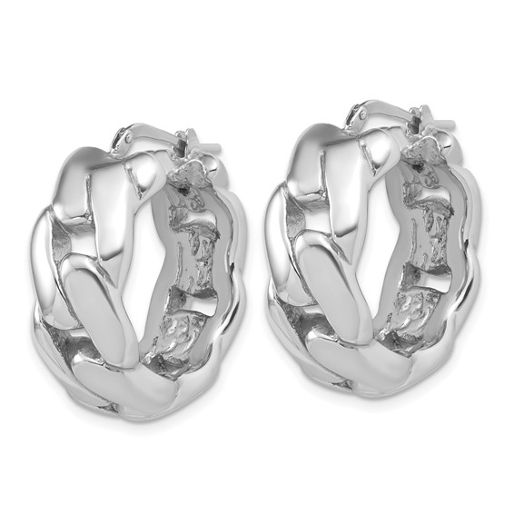 Herco Sterling Silver Rhodium-plated Polished Curb Pattern Hollow Hoop Earrings