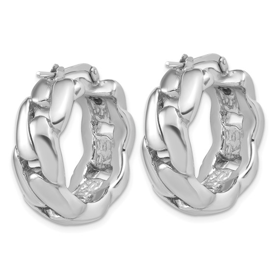 Herco Sterling Silver Rhodium-plated Polished Curb Pattern Hollow Hoop Earrings