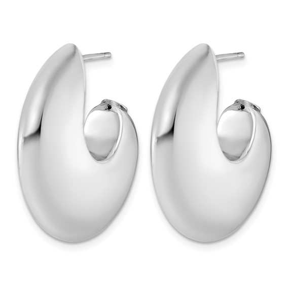 Herco Sterling Silver Rhodium-plated Polished J-Hoop Post Earrings
