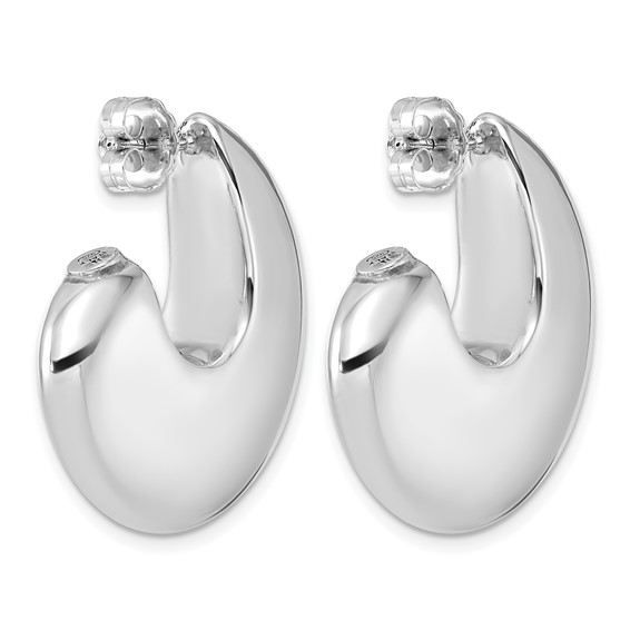 Herco Sterling Silver Rhodium-plated Polished J-Hoop Post Earrings