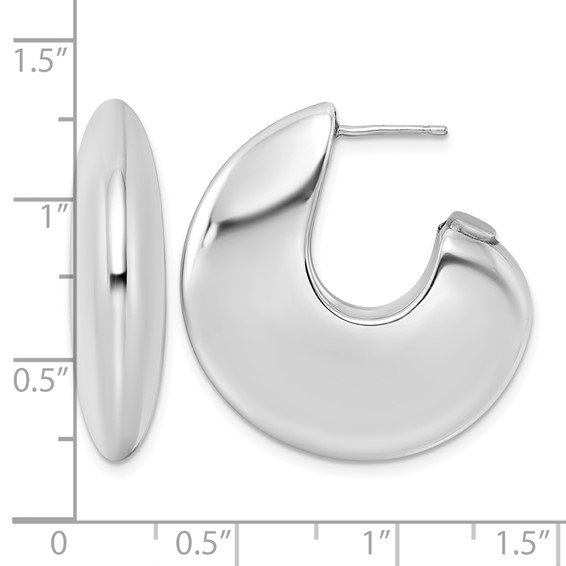 Herco Sterling Silver Rhodium-plated Polished J-Hoop Post Earrings