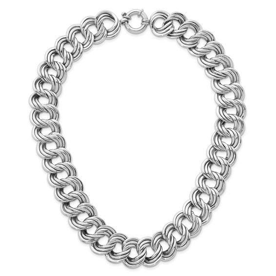 Herco Sterling Silver Rhodium-plated Polished 20mm Triple Circle Link Necklace