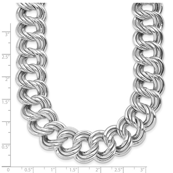 Herco Sterling Silver Rhodium-plated Polished 20mm Triple Circle Link Necklace
