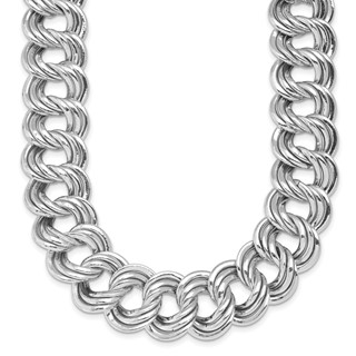 Herco Sterling Silver Rhodium-plated Polished 20mm Triple Circle Link Necklace