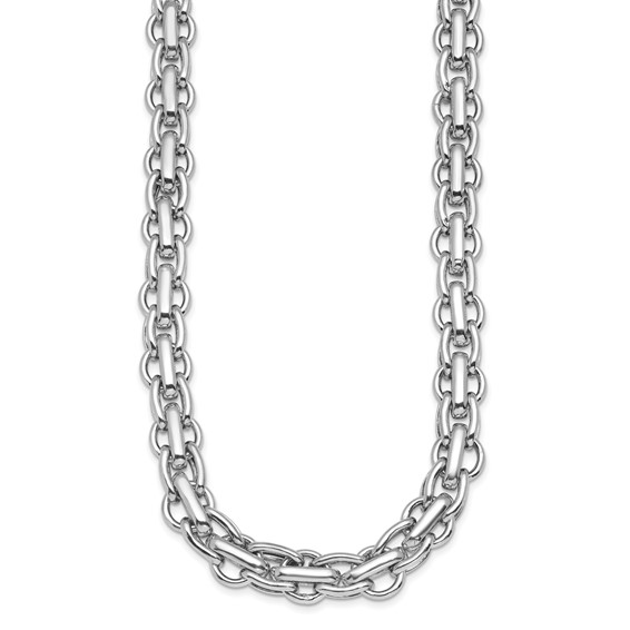Herco Sterling Silver Rhodium-plated Polished Fancy Link Necklace