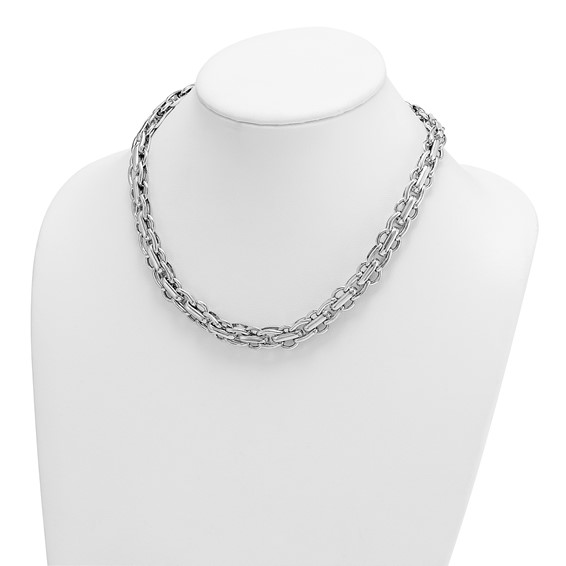 Herco Sterling Silver Rhodium-plated Polished Fancy Link Necklace