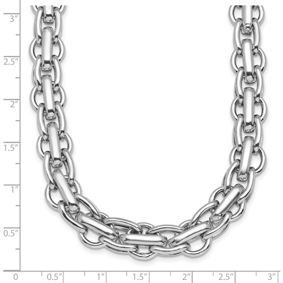 Herco Sterling Silver Rhodium-plated Polished Fancy Link Necklace